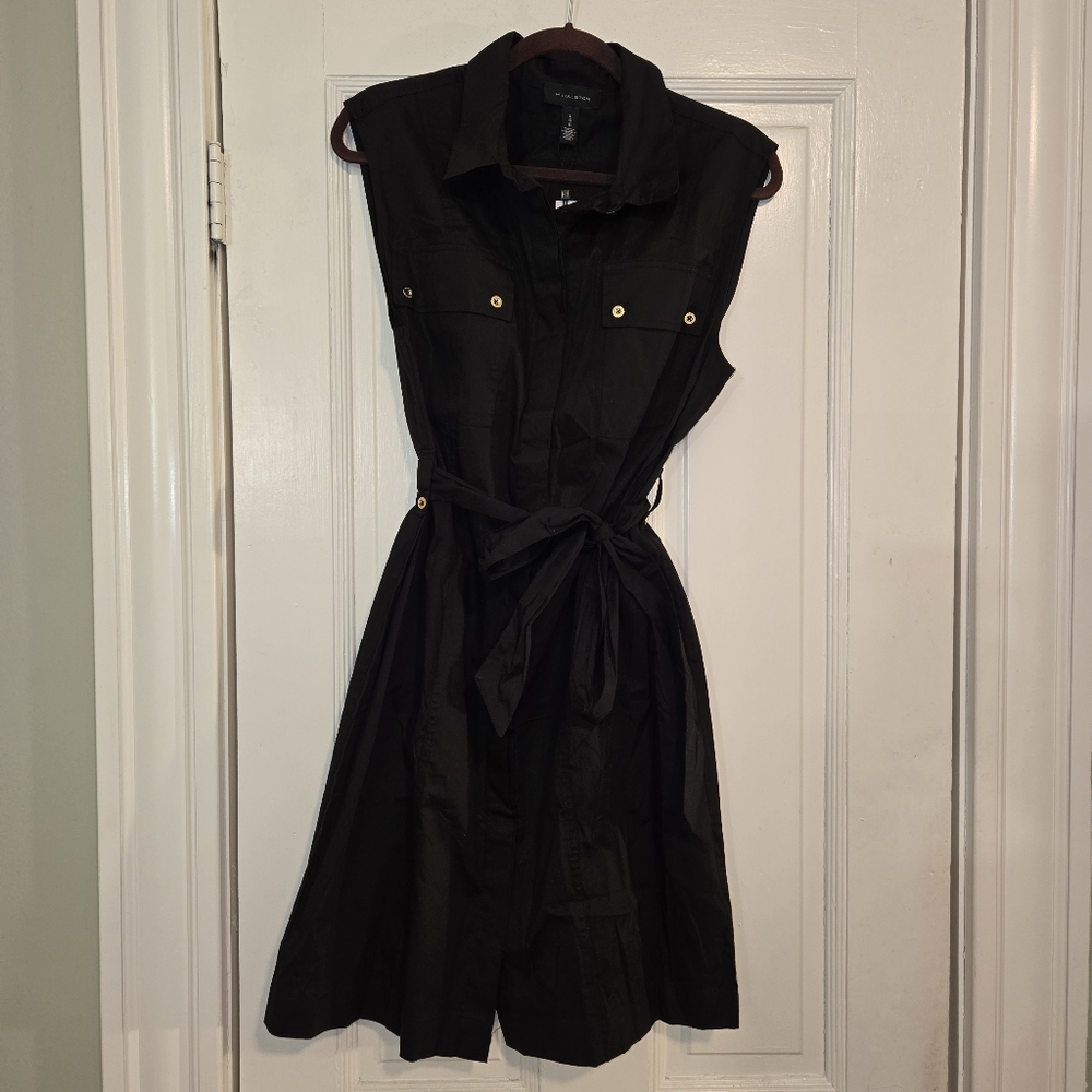 Halston Heritage Black Dress with Gold Accent